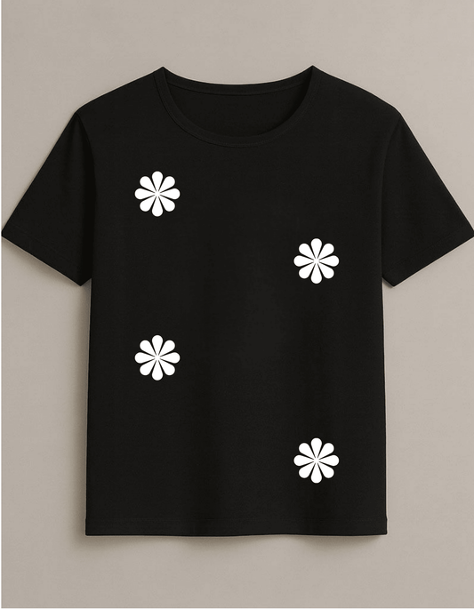 Minimalist Papatya Desenli Unisex T-Shirt - %100 Pamuklu Estetik Tasarım Tişört - Vera Wear Print