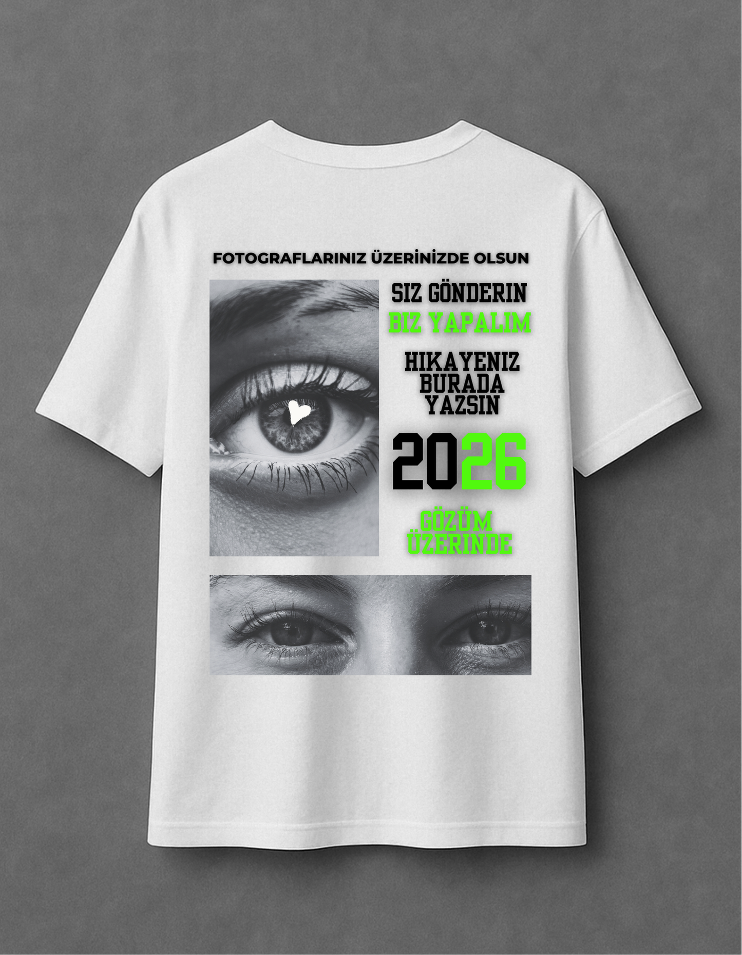 Custom Photo Print Unisex T-Shirt - Çift Gözleri Graphic Streetwear Tee