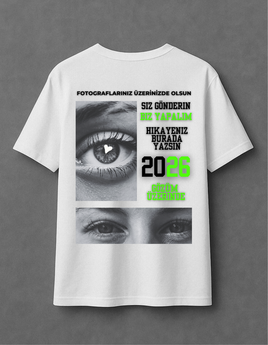 Custom Photo Print Unisex T-Shirt - Çift Gözleri Graphic Streetwear Tee