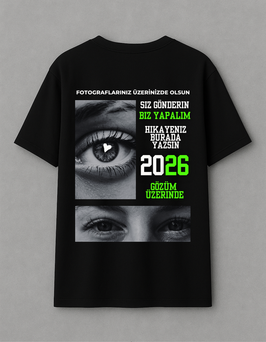Custom Photo Print Unisex T-Shirt - Çift Gözleri Graphic Streetwear Tee