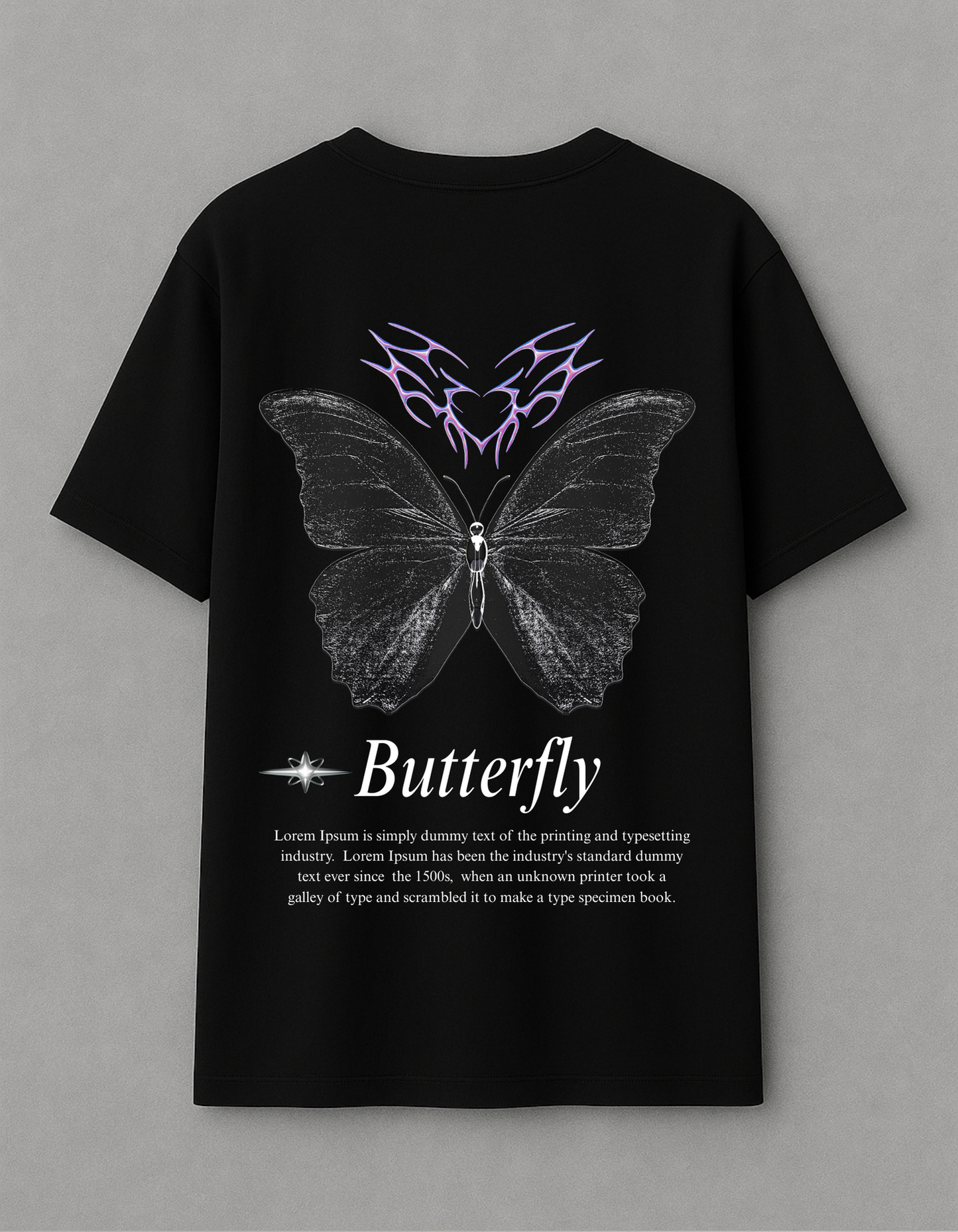Siyah Kelebek (Butterfly) Baskılı Siyah Kelebek Baskılı Y2K Tasarım T-Shirt - Tribal Desenli Grunge Streetwear Tişört Tasarım T-Shirt - Tribal Desenli Grunge Streetwear Tişört