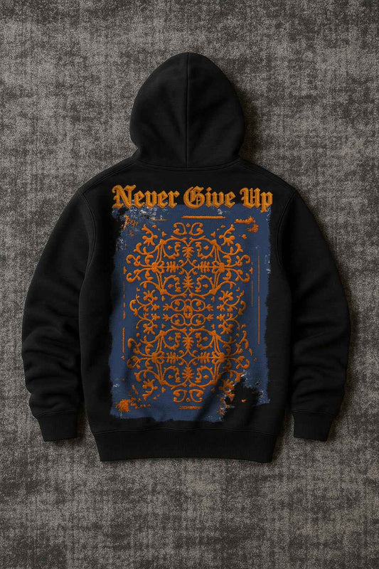 Etnik Nakış Detaylı Oversize Siyah Hoodie - Vera Wear Print