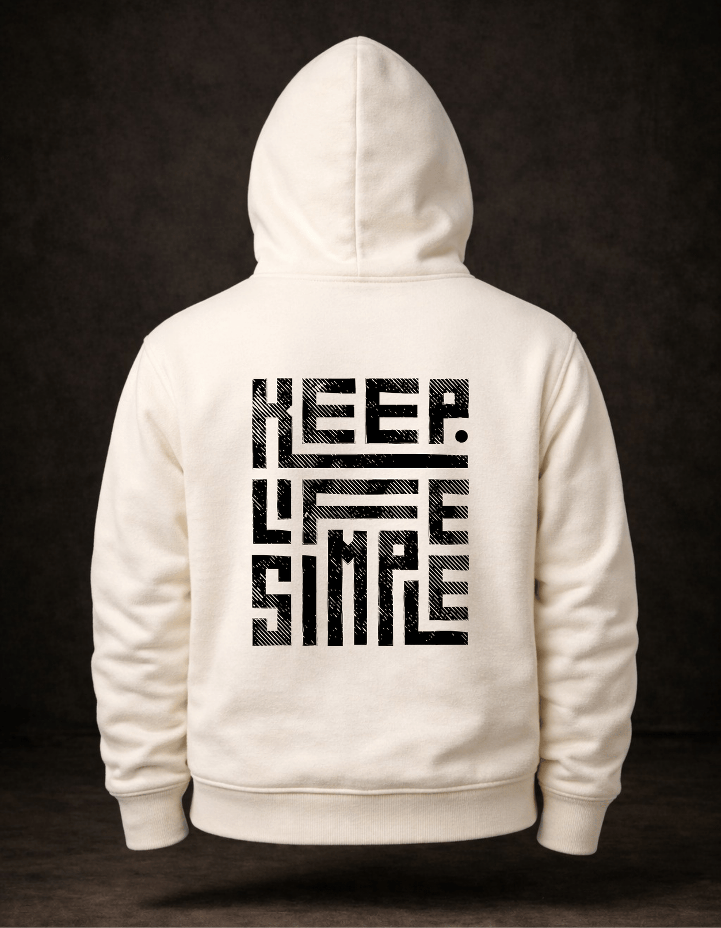 "Keep Life Simple": Hayatı Basit Tut Geometrik Tipografi Hoodie - Vera Wear Print