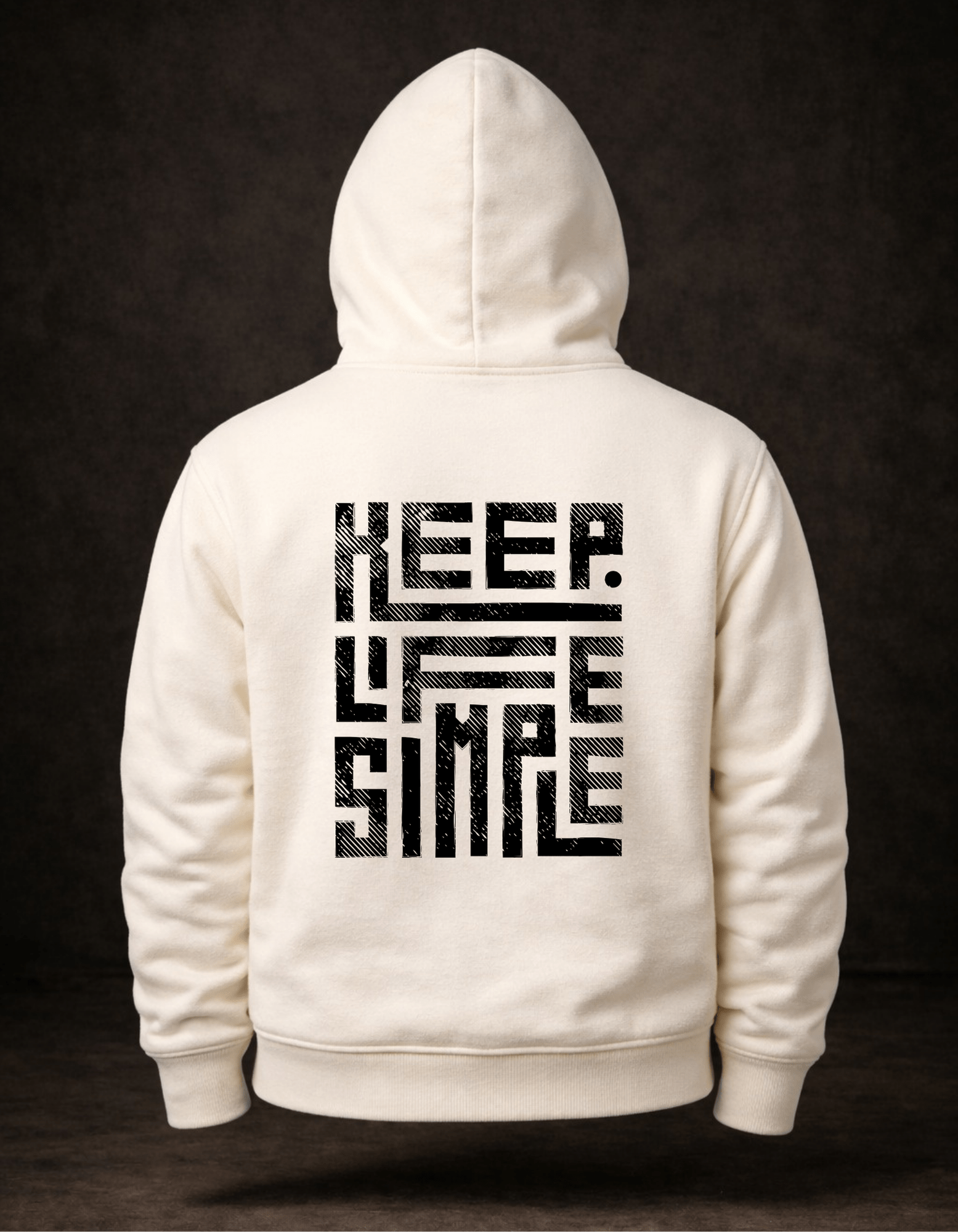 "Keep Life Simple": Hayatı Basit Tut Geometrik Tipografi Hoodie - Vera Wear Print