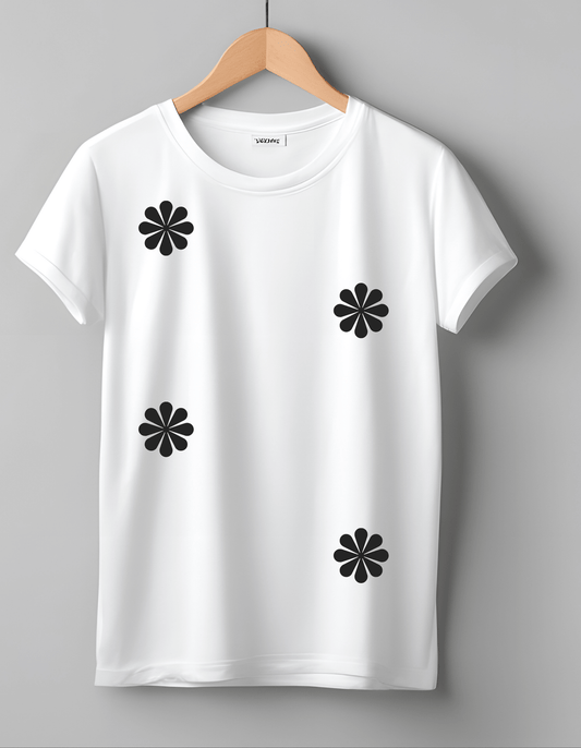 Minimalist Papatya Desenli Unisex T-Shirt - %100 Pamuklu Estetik Tasarım Tişört - Vera Wear Print