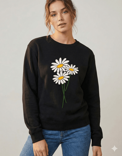Papatya Desenli Sweatshirt - Vera Wear Print