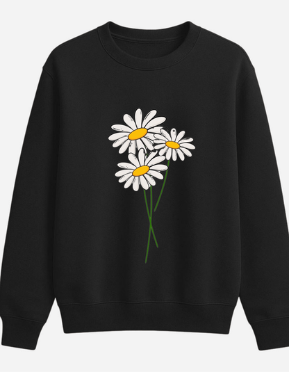 Papatya Desenli Sweatshirt - Vera Wear Print