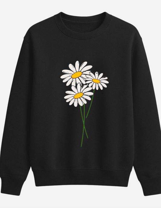 Papatya Desenli Sweatshirt - Vera Wear Print