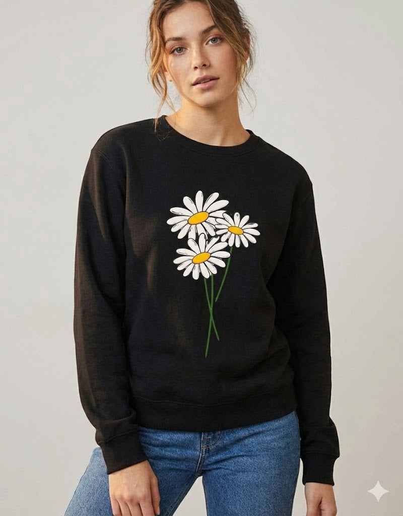 Papatya Desenli Sweatshirt - Vera Wear Print